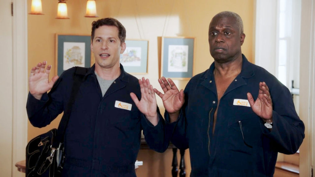 Andy Samberg as Jake Peralta, Andre Braugher as Ray Holt - Season 8