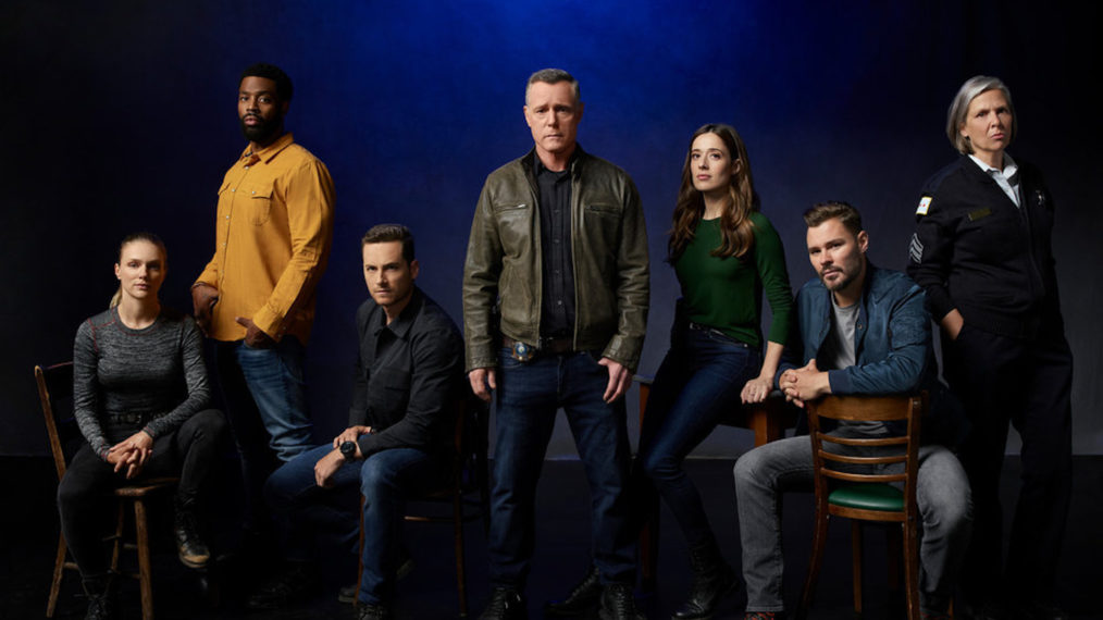 The season 9 cast of Chicago PD - Tracy Spiridakos as Hailey Upton, LaRoyce Hawkins as Kevin Atwater, Jesse Lee Soffer as Jay Halstead, Jason Beghe as Hank Voight, Marina Squerciati as Kim Burgess, Patrick Flueger as Adam Ruzek, Amy Morton as Sgt. Trudy Platt