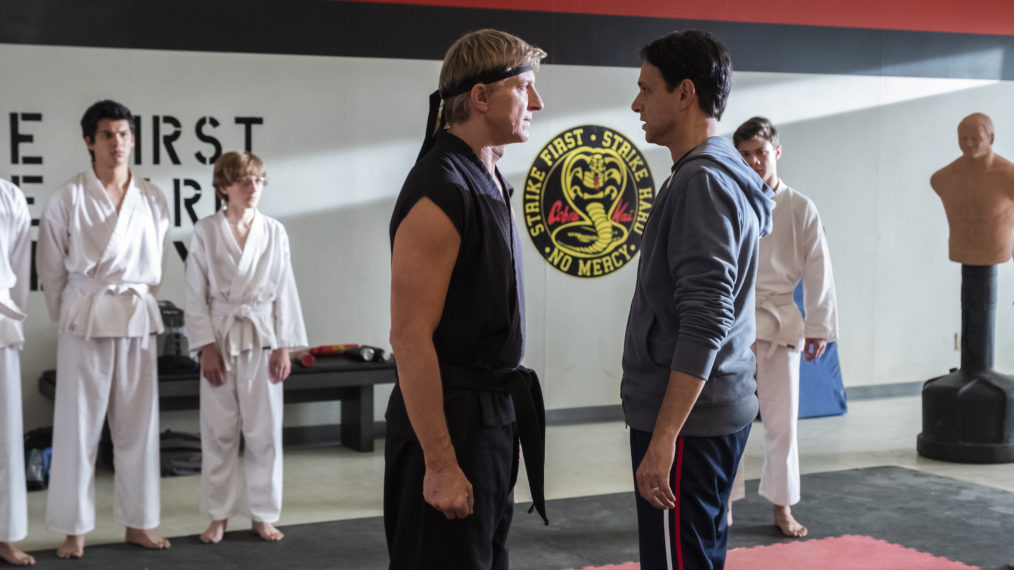 William Zabka as Johnny Lawrence, Ralpha Macchio as Daniel LaRusso in Cobra Kai