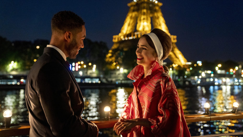 Lucien Laviscount as Alfie, Lily Collins as Emily in Emily in Paris