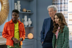 Philippine Leroy-Beaulieu as Sylvie, Samuel Arnold as Julien, Bruno Gouery as Luc, Lily Collins as Emily in Emily in Paris
