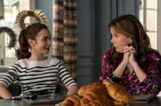 Lily Collins as Emily, Philippine Leroy-Beaulieu as Sylvie in Emily in Paris