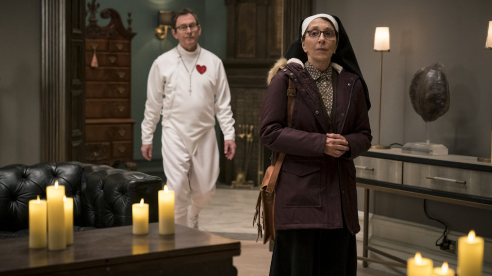 Michael Emerson as Leland Townsend, Andrea Martin as Sister Andrea in Evil