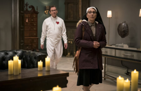 Michael Emerson as Leland Townsend, Andrea Martin as Sister Andrea in Evil