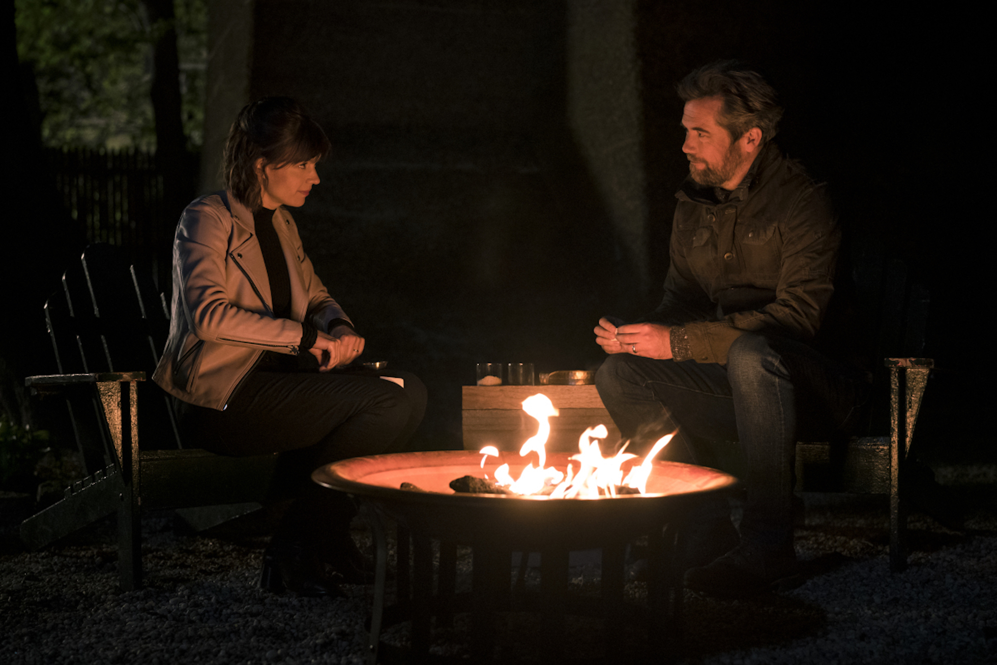 Katja Herbers as Kristen, Patrick Brammall as Andy in Evil