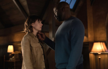 Katja Herbers as Kristen, Mike Colter as David in Evil