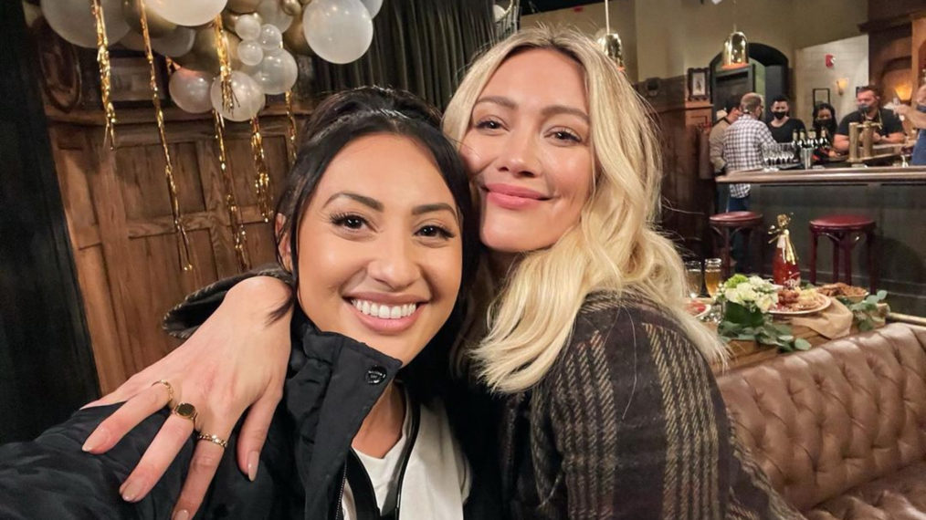 Francia Raisa and Hilary Duff on How I Met Your Father set