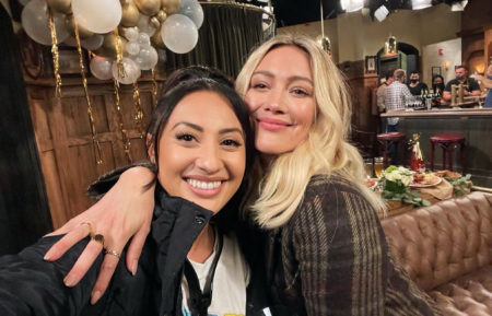 Francia Raisa and Hilary Duff on How I Met Your Father set