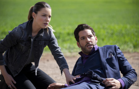 Lauren German as Chloe, Tom Ellis as Lucifer in Lucifer