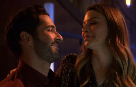 Tom Ellis as Lucifer, Lauren German as Chloe in Lucifer