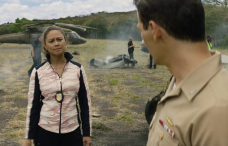 Vanessa Lachey as Tennant, Enver Gjokaj as Milius in NCIS Hawaii