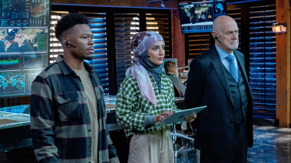 Caleb Castille as Rountree, Medalion Rahimi as Fatima, Gerald McRaney as Kilbride in NCIS Los Angeles