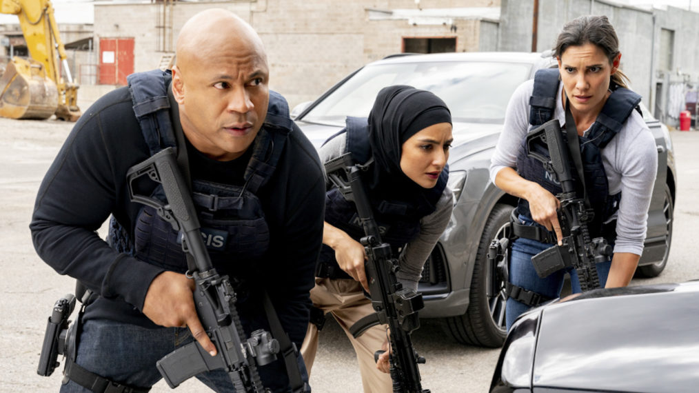 LL Cool J as Sam, Medalion Rahimi as Fatima, Daniela Ruah as Kensi in NCIS Los Angeles