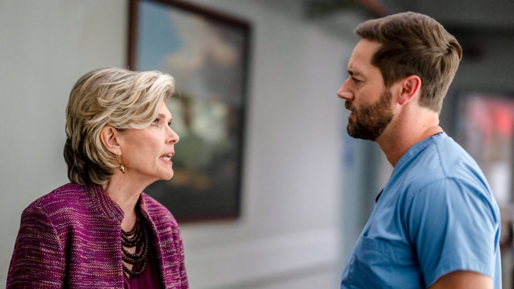 Debra Monk as Brantley, Ryan Eggold as Max in New Amsterdam