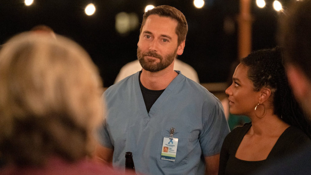 Ryan Eggold as Max, Freema Agyeman as Helen in New Amsterdam