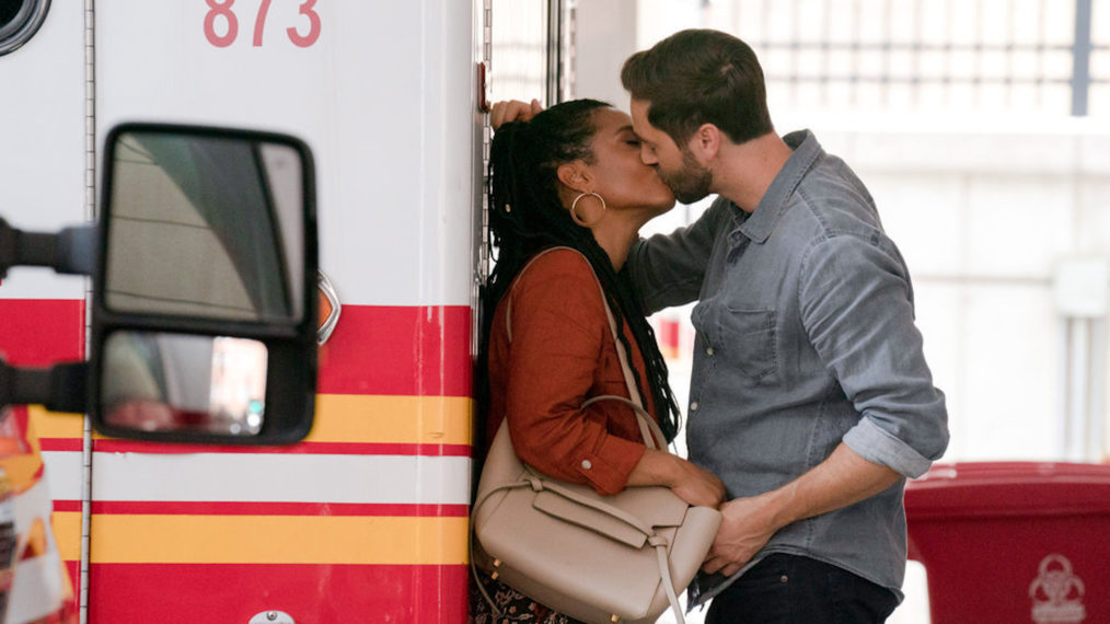 Freema Agyeman as Helen, Ryan Eggold as Max in New Amsterdam