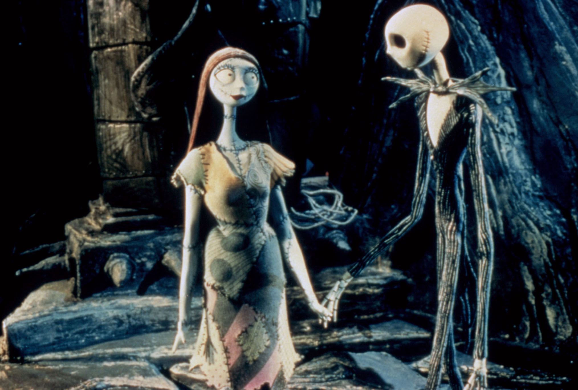 Catherine O'Hara as Sally, Chris Sarandon, Danny Elfman as Jack in The Nightmare Before Christmas