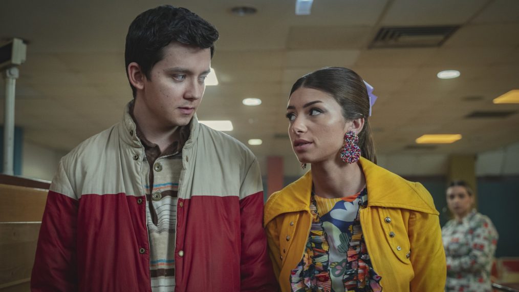 Asa Butterfield and Mimi Keene in Sex Education - Season 3