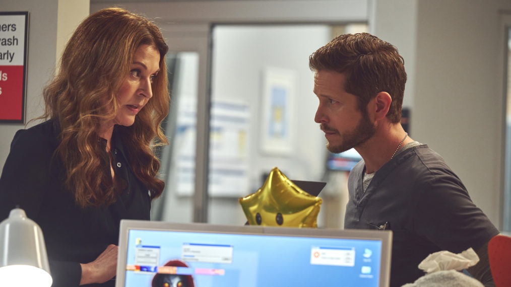 Jane Leeves as Kit, Matt Czuchry as Conrad in The Resident