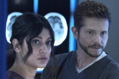 Anuja Joshi as Leela and Matt Czuchry as Conrad in The Resident