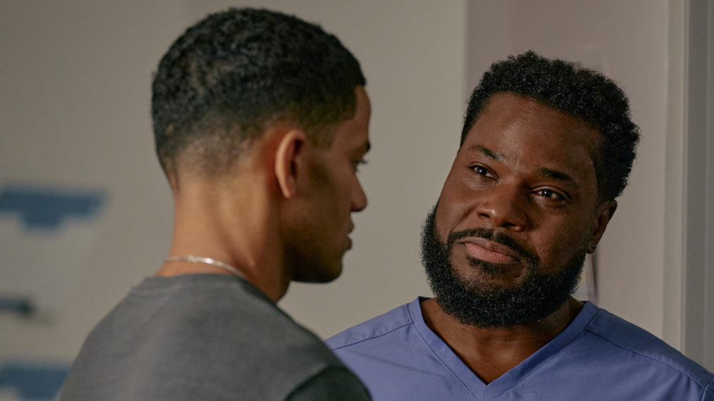 Miles Fowler as Trevor, Malcolm-Jamal Warner as AJ in The Resident