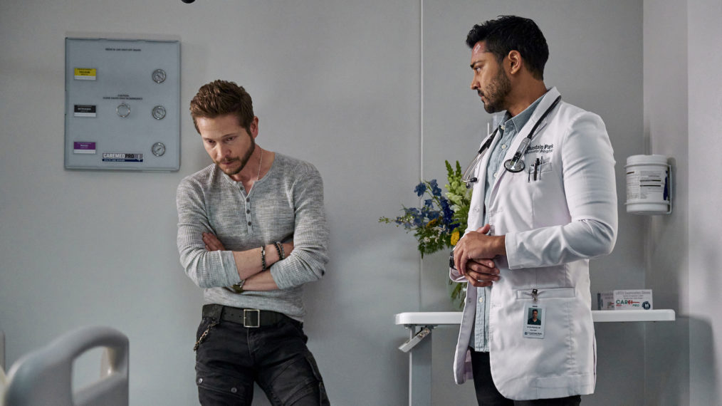 Matt Czuchry as Conrad and Manish Dayal as Devon in The Resident