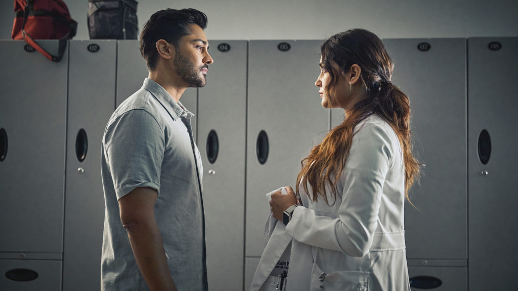 Manish Dayal as Devon, Anuja Joshi as Leela in The Resident