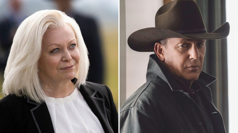 Jackie Weaver as Caroline, Kevin Costner as John in Yellowstone