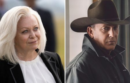 Jackie Weaver as Caroline, Kevin Costner as John in Yellowstone