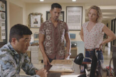 Tim Kang, Jay Hernandez, and Perdita Weeks in Magnum P.I. - 'The Harder They Fall'