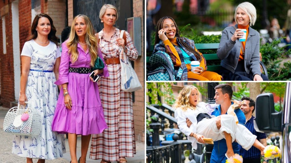 And Just Like That Behind the Scenes Sarah Jessica Parker, Kristin Davis, and Cynthia Nixon