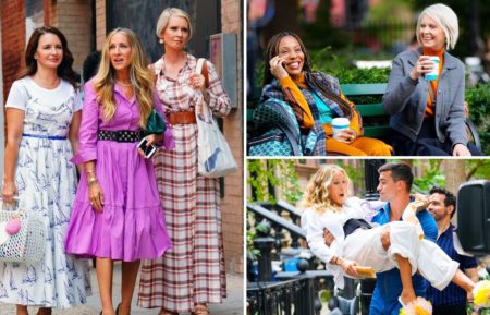 And Just Like That Behind the Scenes Sarah Jessica Parker, Kristin Davis, and Cynthia Nixon