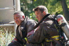 Taylor Kinney as Kelly Severide, Jesse Spencer as Matthew Casey in Chicago Fire - Season 10