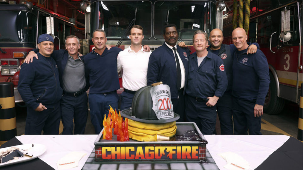 Anthony Ferraris, David Eigenberg, Taylor Kinney, Jesse Spencer, Eamonn Walker, Christian Stolte, Joe Minoso, Randy Flagler celebrate 200 episodes of Chicago Fire