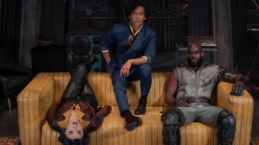 Daniella Pineda, John Cho, Mustafa Shakir in Cowboy Bebop