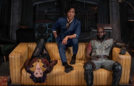 Daniella Pineda, John Cho, Mustafa Shakir in Cowboy Bebop