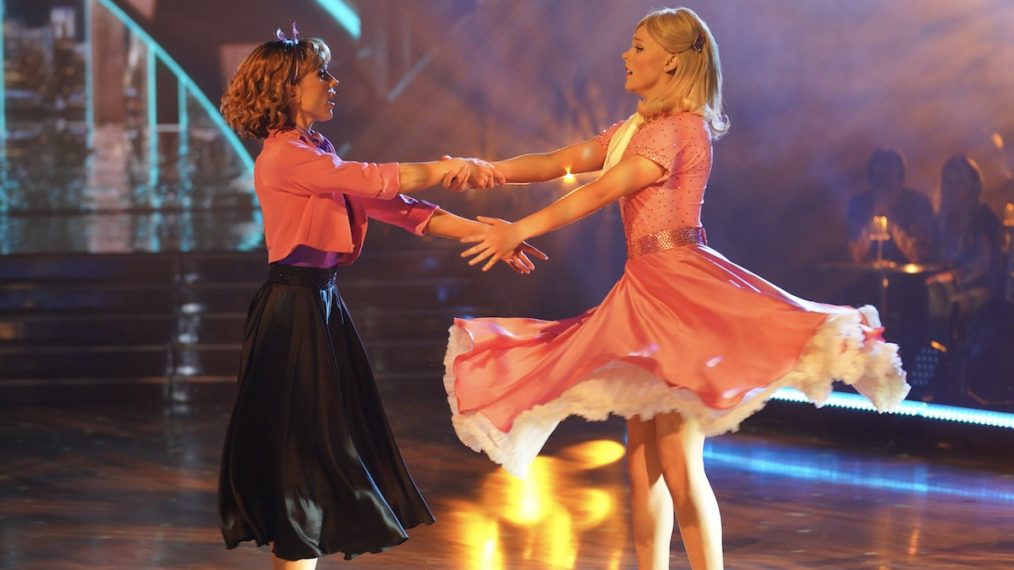 JoJo Siwa and Jenna Johnson perform a Foxtrot with a Grease theme on Dancing With The Stars