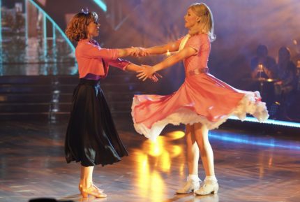 JoJo Siwa and Jenna Johnson perform a Foxtrot with a Grease theme on Dancing With The Stars