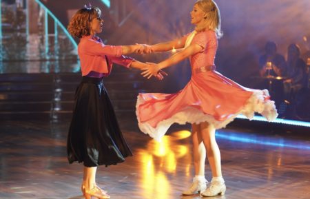 JoJo Siwa and Jenna Johnson perform a Foxtrot with a Grease theme on Dancing With The Stars