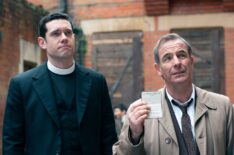 Tom Brittney as Will Davenport, Robson Green as Geordie Keating in Grantchester