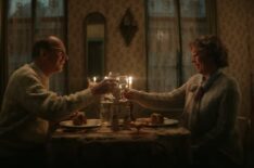 David Thewlis as Christopher and Olivia Colman as Susan toasting in 'Landscapers' on HBO