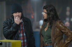 Christian Kane as Eliot, Andrea Navedo as Maria in Leverage Redemption