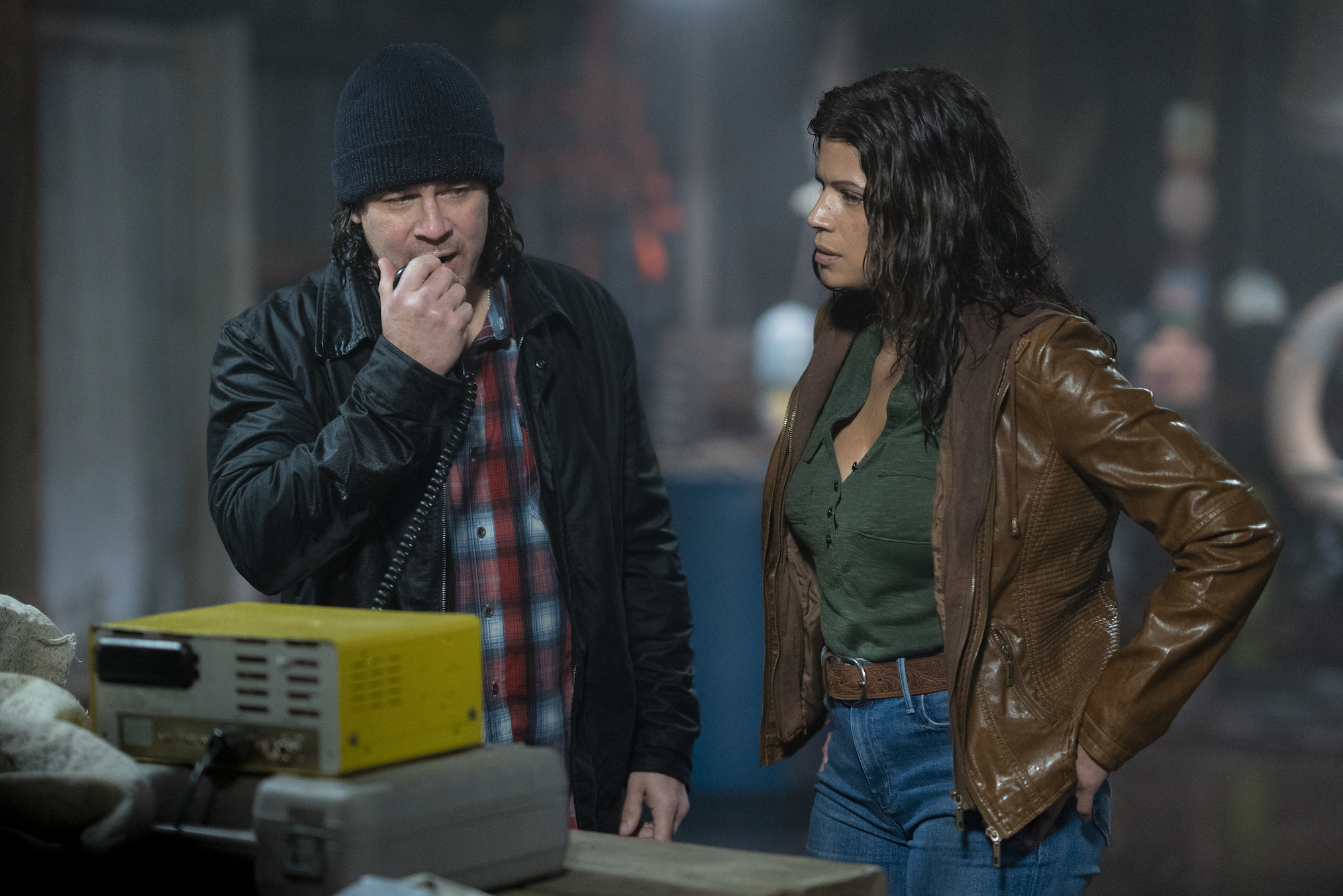 Christian Kane as Eliot, Andrea Navado as Maria in Leverage Redemption