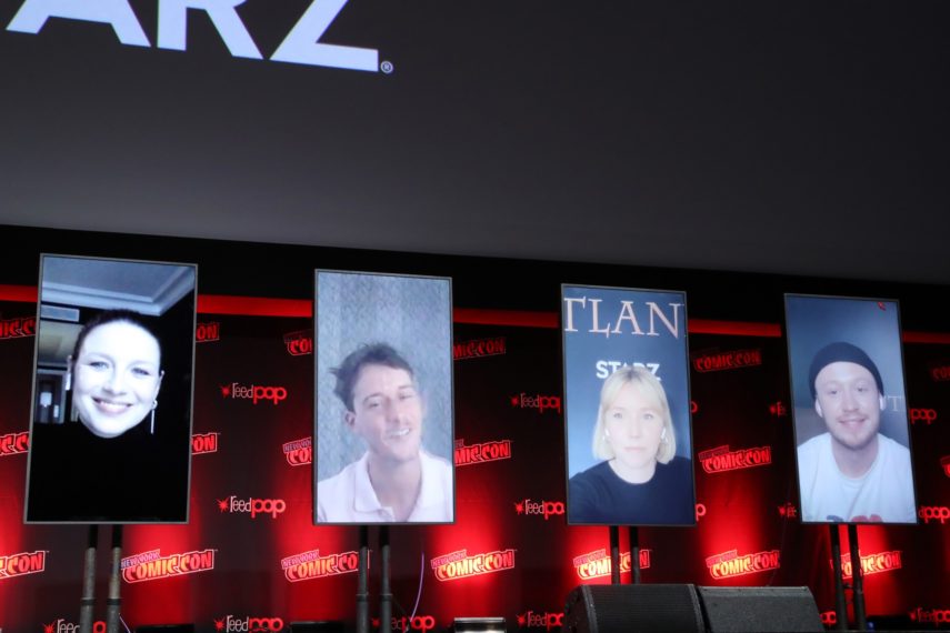 Outlander New York Comic Con 2021, Caitriona Balfe, Cesar Domboy, Lauren Lyle, and John Bell 