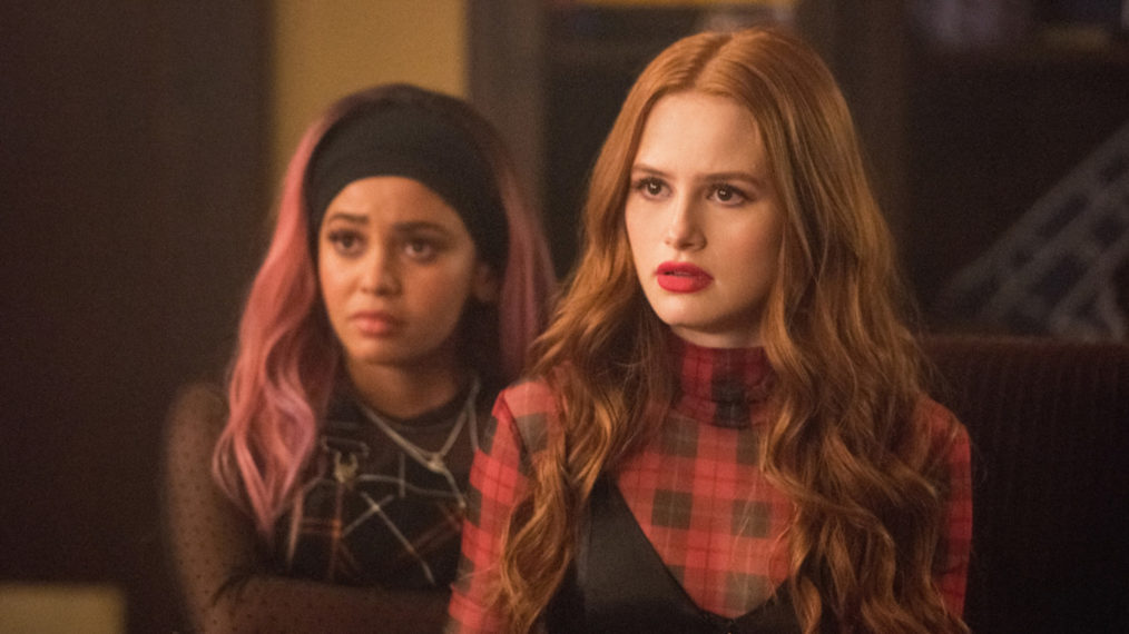 Vanessa Morgan as Toni, Madelaine Petsch as Cheryl in Riverdale