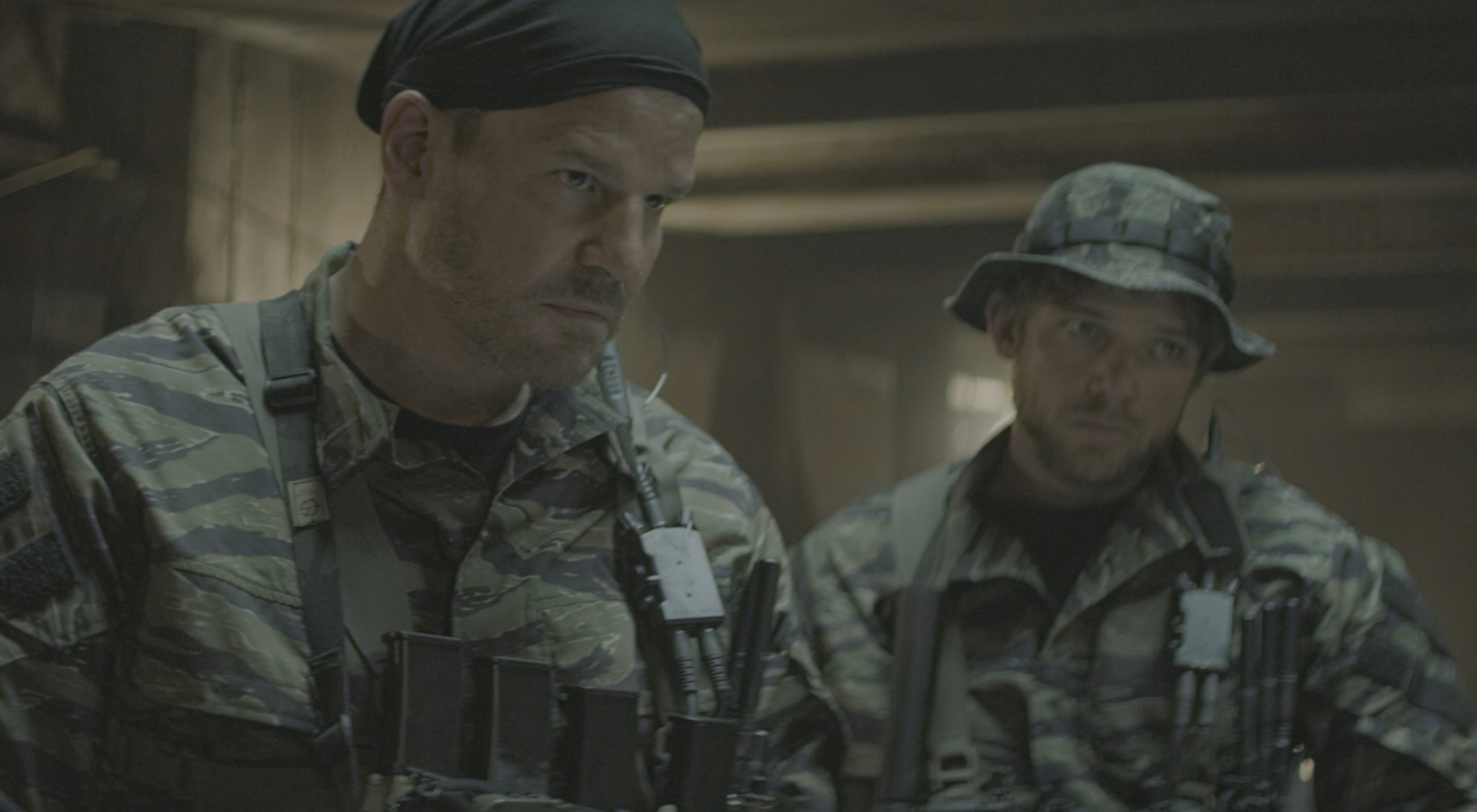 David Boreanaz as Jason, Max Thieriot as Clay in SEAL Team
