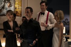 Dasha Nekrasova, Jeremy Strong, Nicholas Braun, and Annabelle Dexter-Jones in Succession Season 3