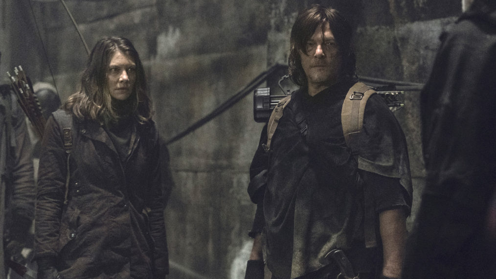 Norman Reedus as Daryl Dixon, Lauren Cohan as Maggie in The Walking Dead