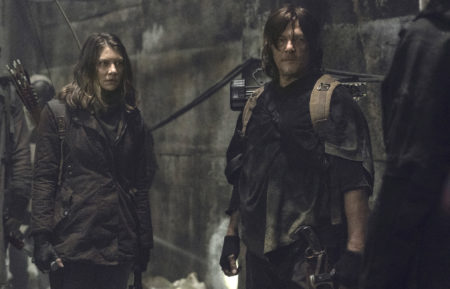 Norman Reedus as Daryl Dixon, Lauren Cohan as Maggie in The Walking Dead