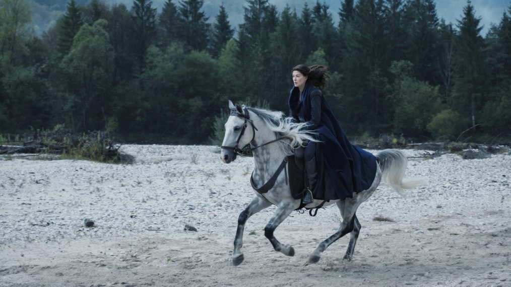 Rosamund Pike on horseback in The Wheel of Time